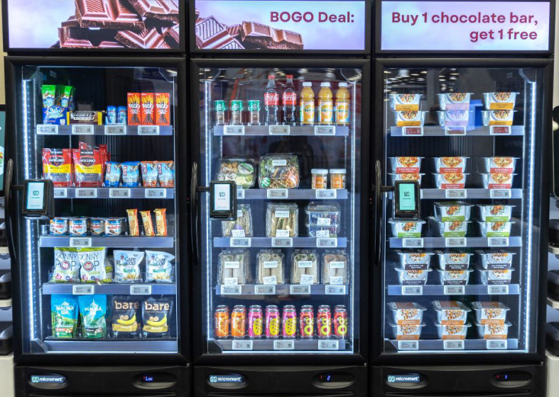 Assorted snacks in vending machines