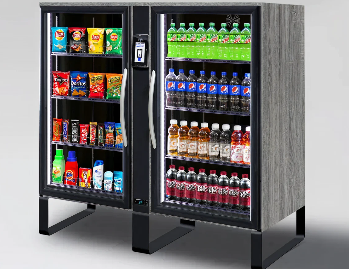 Beverages and snacks in vending machine